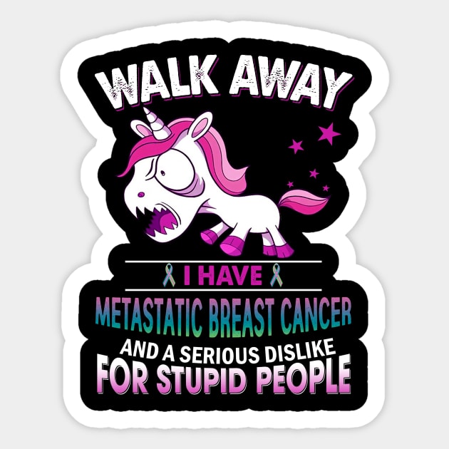 funny metastatic breast cancer grumpy unicorn Sticker by TeesCircle